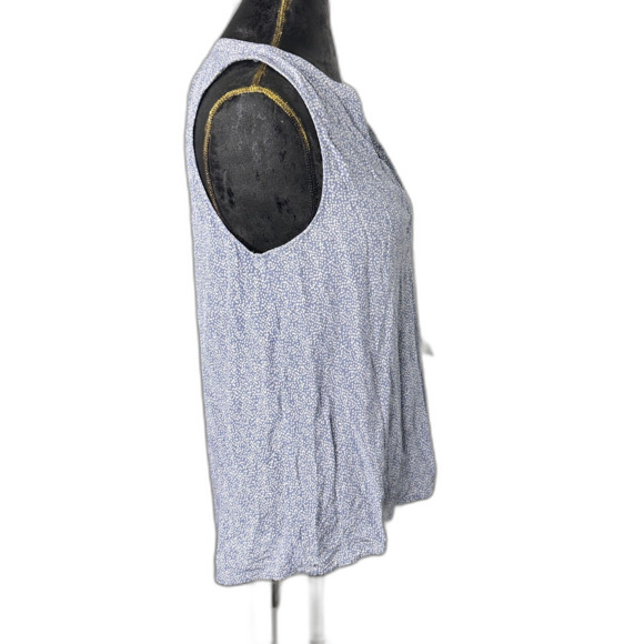 Joie 100% Silk Sleeveless Blouse Blue White Dot Print V Neck Tank Top L - Picture 4 of 8